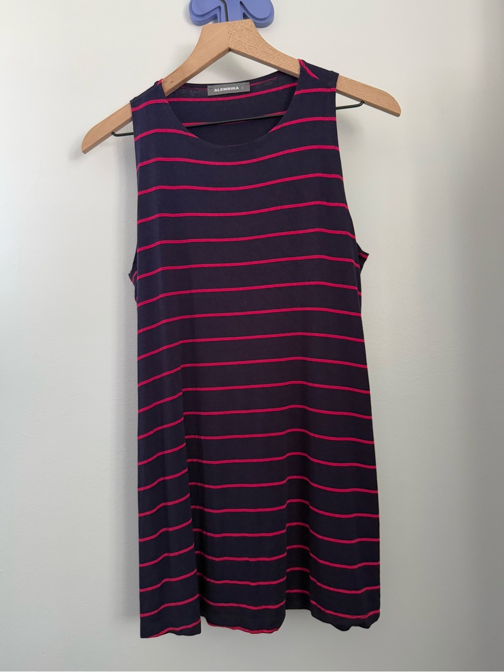 Alembika 2 Medium Stripe Tunic Tank Top Navy Lagen Comfy Lounge Relaxed